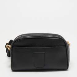 Pre Owned Burberry Black Leather Small Cube Zip Crossbody Bag