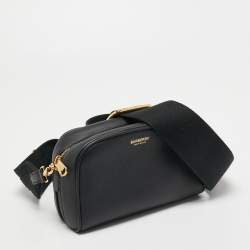 Pre Owned Burberry Black Leather Small Cube Zip Crossbody Bag