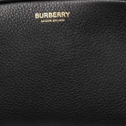 Pre Owned Burberry Black Leather Small Cube Zip Crossbody Bag