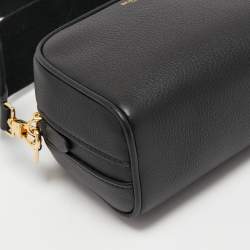 Pre Owned Burberry Black Leather Small Cube Zip Crossbody Bag