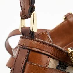 Pre Owned Burberry Brown House Check Canvas and Leather Dutton Hobo