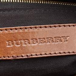 Pre Owned Burberry Brown House Check Canvas and Leather Dutton Hobo