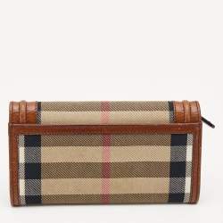 Pre Owned Burberry Brown House Check Canvas and Leather Dutton Hobo