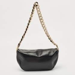 Pre Owned Burberry Black Leather Medium Soft Olympia Shoulder Bag