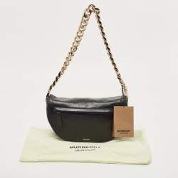 Pre Owned Burberry Black Leather Medium Soft Olympia Shoulder Bag
