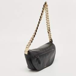 Pre Owned Burberry Black Leather Medium Soft Olympia Shoulder Bag