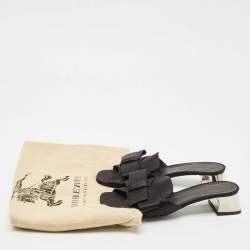 Pre Owned Burberry London Black Satin Bow Slide Sandals Size 41