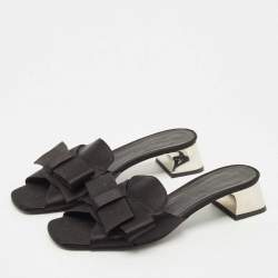 Pre Owned Burberry London Black Satin Bow Slide Sandals Size 41