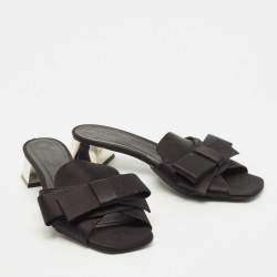 Pre Owned Burberry London Black Satin Bow Slide Sandals Size 41