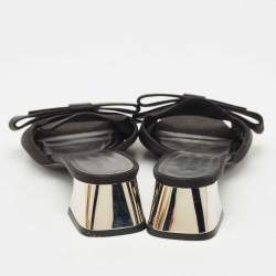 Pre Owned Burberry London Black Satin Bow Slide Sandals Size 41