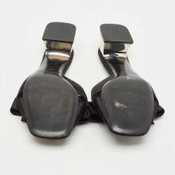 Pre Owned Burberry London Black Satin Bow Slide Sandals Size 41