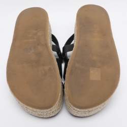 Pre Owned Burberry Black Leather Claredale Platform Sandals Size 38.5