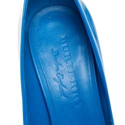Pre Owned Burberry Azure Blue Patent Leather Finsbury Pumps Size 38