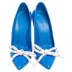 Pre Owned Burberry Azure Blue Patent Leather Finsbury Pumps Size 38