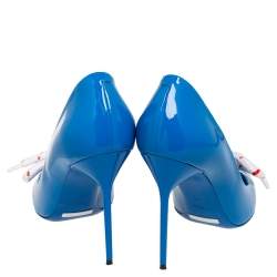 Pre Owned Burberry Azure Blue Patent Leather Finsbury Pumps Size 38