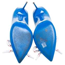 Pre Owned Burberry Azure Blue Patent Leather Finsbury Pumps Size 38