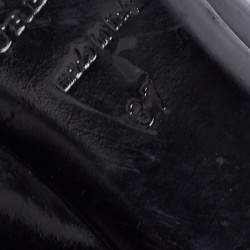 Pre Owned Burberry Black/Beige Check Canvas and Patent Buckle Detail Pumps Size 37