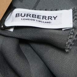 Pre Owned Burberry Grey Giant Check Jacquard Chiffon Scarf 
