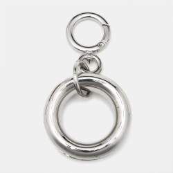Burberry Palladium Plated Leather Detail Grommet Key Charm