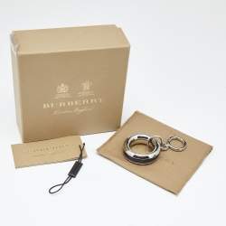 Burberry Palladium Plated Leather Detail Grommet Key Charm
