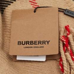 Pre Owned Burberry Beige Giant Check Cashmere Fil Coupe Scarf
