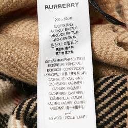 Pre Owned Burberry Beige Giant Check Cashmere Fil Coupe Scarf