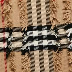 Pre Owned Burberry Beige Giant Check Cashmere Fil Coupe Scarf