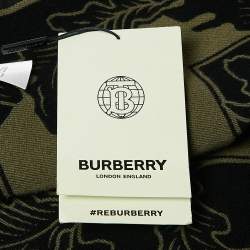 مملوكة مسبقًا Burberry Fern Green Logo Oak Leaf Wool Football Scarf