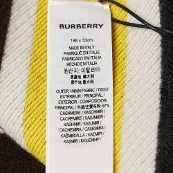 Burberry Yellow Text Checkboard Cashmere Blend Football Scarf