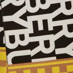 Burberry Yellow Text Checkboard Cashmere Blend Football Scarf