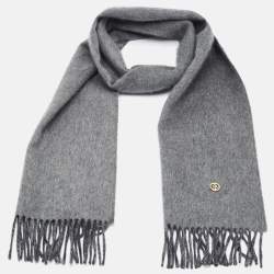 Burberry Grey Heavyweight Cashmere Reversible Scarf