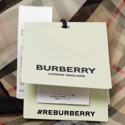 Pre Owned Burberry Archive Beige Triple Checks Stripe Montage Print Silk Scarf