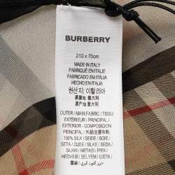 Pre Owned Burberry Archive Beige Triple Checks Stripe Montage Print Silk Scarf