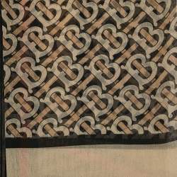 Pre Owned Burberry Archive Beige Triple Checks Stripe Montage Print Silk Scarf