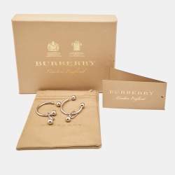 Pre Owned Burberry Crystals Silver Hoop Earrings