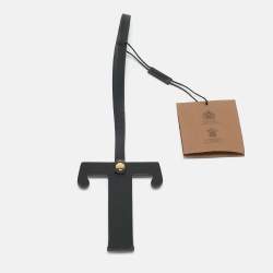 Burberry Black Leather Studded Alphabet T Bag Charm