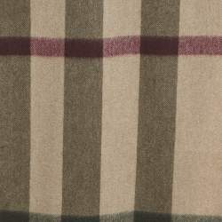 Pre Owned Burberry Smocked Brown Half Mega Check Cashmere Scarf