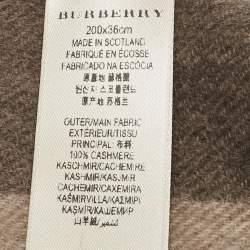Pre Owned Burberry Smocked Brown Half Mega Check Cashmere Scarf