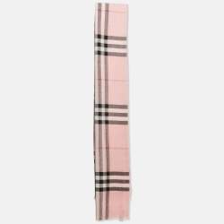 Burberry Pink  Wool & Silk Giant Check Gauze Scarf