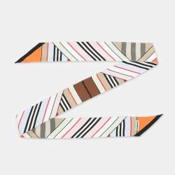Burberry Multicolor Montage Print Silk Skinny Neck Scarf