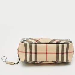 Pre Owned Burberry Beige Nova Check PVC Mini Cosmetic Pouch