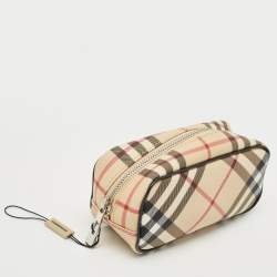 Pre Owned Burberry Beige Nova Check PVC Mini Cosmetic Pouch