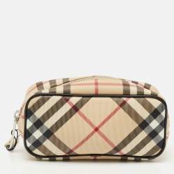 Pre Owned Burberry Beige Nova Check PVC Mini Cosmetic Pouch