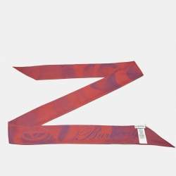 Pre Owned Burberry Red Rose Silk Skinny Bandeau