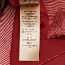 Pre Owned Burberry Red Checked Silk Scarf