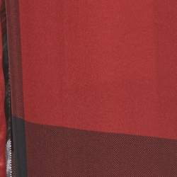 Pre Owned Burberry Red Checked Silk Scarf