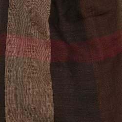 Pre Owned Burberry Brown Half Mega Check Wool & Silk Stole