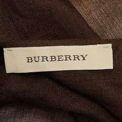 Pre Owned Burberry Brown Half Mega Check Wool & Silk Stole