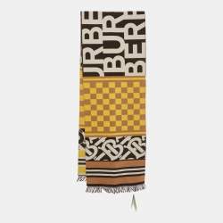 Pre Owned Burberry Multicolor Checkerboard Football Cashmere Scarf