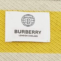 Pre Owned Burberry Yellow/Brown Wool Text Checkerboard Football Scarf